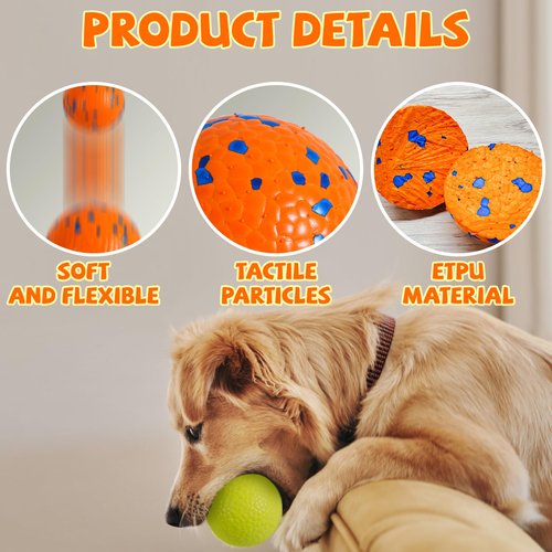 susu & wuwu Durable Dog Chew Balls for Aggressive Chewers - Interactive Toy for Dental Health Benefits - Indestructible Dog Tennis Balls (4 Balls) (2.5inch-4pack)