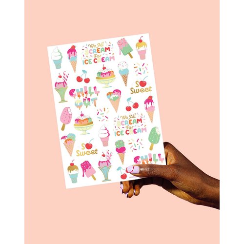 xo, Fetti Ice Cream Birthday Party Temporary Tattoos for Kids - 56 Glitter Styles | Dessert, Sweet Baby Shower Party Supplies, Arts and Crafts