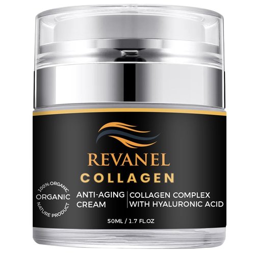 REVANEL Collagen Complex With Hyaluronic Acid 100% Organic ANTI-AGING Daily Face Moisturizer, Reduce Wrinkles 50ml / 1.7 fl.oz.