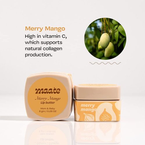 Maate Lip Butter | Packed with Mangoes For Ultra Hydrating Lips | Enriched with Raw Mango & Mango Seed Oil | 100% Natural (8 gm)
