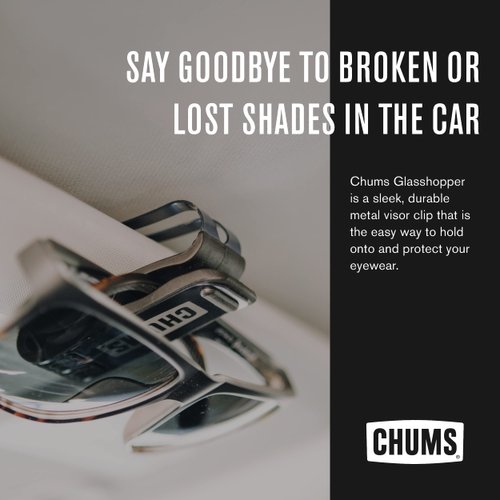 Chums Glasshopper Clip - Metal Sun Visor Glasses Holder for Vehicles - Car, Truck, or SUV Sunglasses Mount Attachment (Black)