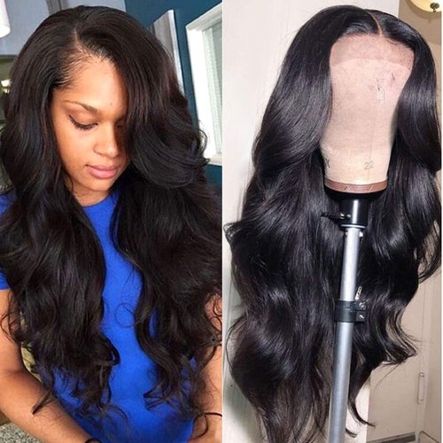 Wingirl 13×5 Lace Front Human Hair Wigs for Women 12A HD Transparent Body Wave Lace Front Wigs Human Hair Pre Plucked Bleached Knots (18 Inch (Pack of 1), black)