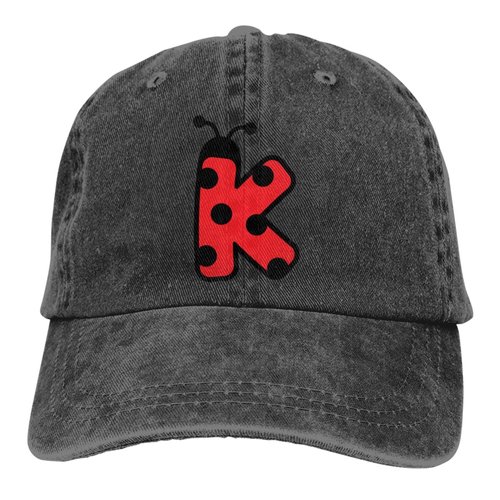 Toddler Baseball Hats for Boys Girls Age 3-10 Years, Cute Ladybug Alphabet Letter K Kids Summer Cap, Christmas Birthday Gifts for Son Daughter Nephew Black