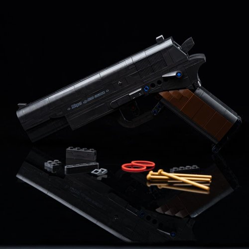 Ulanlan Gun Building Kit, Building Blocks Gun Toy Sets, 1:1 M1911 Pistol Model, Mechanical Weapon Model Toy 333Pcs, Black