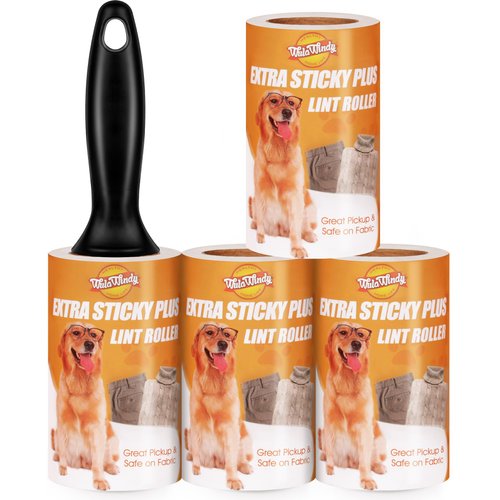 WulaWindy Lint Roller for Pet Hair, Extra Sticky Lint Rollers Pet Hair Remover for Clothes, Work Great on Pet Hair Value Pack (4 Pack)