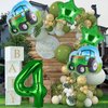 5Pcs Tractor Balloons, Green Tractor Birthday Number Mylar Foil Balloon Farm Theme 4th Birthday Party Supplies Decor (4th)