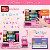 Wee Wonders 63PCS Cash Register for Kids, Kids Cash Register with Real Calculator, Pretend Play Store with Music/Motorized Conveyor/Play Money/Food Toys, Learning Toys for Boys Girls 3+, Pink