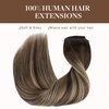 GOO GOO Wire Hair Extensions Human Hair, 4/26/4 Chocolate Brown with Honey Blonde Balayage 12inch 70g, Invisible Wire Hair Extensions with Transparent, Seamless Fish Line Hairpiece