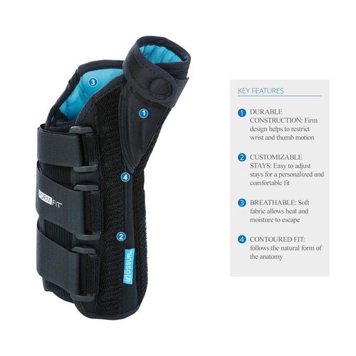 Ossur Formfit Thumb Spica Wrist Brace for DeQuervain’s Tendonitis, Arthritis, Gamekeeper’s Thumb | Features Removable Aluminum Stays, Contact Closure Straps | Breathable Material | (Right, Medium)