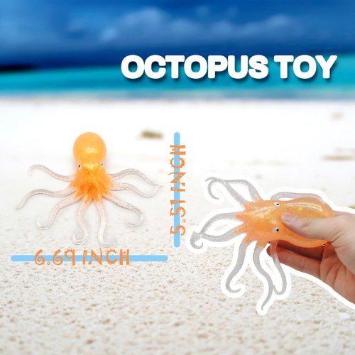 ZTATU Octopus Stress Balls for Kids Squishy Fidget Toys (1PCS) Sensory Toys Squishy Balls for Kids, Sea Animals Stress Ball Party Favors, Stress Relief Toy Easter Basket Stuffers