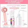 Buqikma Lash Cleaning Kit - Lash Shampoo Kit Eyelash Extension Cleanser for Extensions 60ML with Rechargeable Handheld Lash Fan Dryer Mascara Brush Rinse Bottle Makeup Cleansing Foam for Lash Care