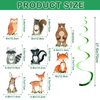 16Pcs Woodland Baby Shower Hanging Swirls Decorations, Woodland Animal Swirls Ceiling Streamers Decor, Forest Themed Birthday Party Supplies, Wild One Birthday Party Decorations for Boys Kids