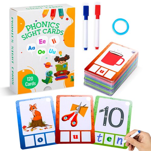 Tichgeim Sight Words Flash Cards, Phonics CVC Word Games, Kindergarten Sight Words Learning, Phonics Games for Reading and Spelling, Preschool Activities for Kids Ages 3-6