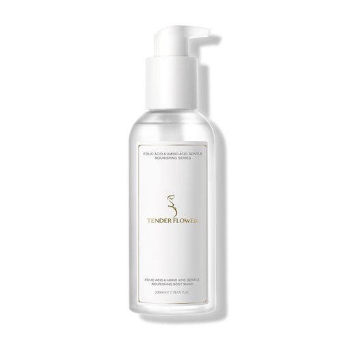 TENDER'FLOWER Folic Acid & Amino Acid Pregnancy Body Wash - Sensitive Skin Gentle Nourishing Liquid Soap, Fragrance-Free, Safe body wash for pregnancy 7.8 fl oz (1 Bottle)