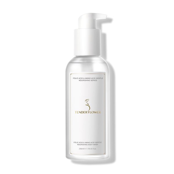 TENDER'FLOWER Folic Acid & Amino Acid Pregnancy Body Wash - Sensitive Skin Gentle Nourishing Liquid Soap, Fragrance-Free, Safe body wash for pregnancy 7.8 fl oz (1 Bottle)