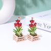ablossom, Mini Red Orchid in Potting Basket Wood 1:12 Succulent Artificial Flower Clay Plant for Decoration Dollhouse Set of 2 Pieces.