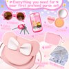 Oisacirg Play Purse for Little Girls, 23PCS Toddler Purse with Pretend Makeup for Kids, Princess Toys Includes Crossbody Bag, Phone, Wallet, Keys, Kids Toy Purse Birthday Gift Toys for Girls 3 4 5 6+