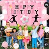 kreat4joy Soccer Birthday Decorations for Girls, Pink Soccer Happy Birthday Decorations Backdrop Banner Cake Cupcake Toppers Balloons for Girl Sports Football Theme Birthday Party Supplies