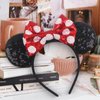 zhezesmila Mouse Ears Headbands for Women Sequin Polka Dot Bow Headband Hair Accessories for Birthday Costume Party Decorations
