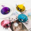 AUEAR, 12 Pack Mini Tea Party Hats with Faux Feather, 6 Colors Fashion Shining Decorative Tiny Hats (Style B)