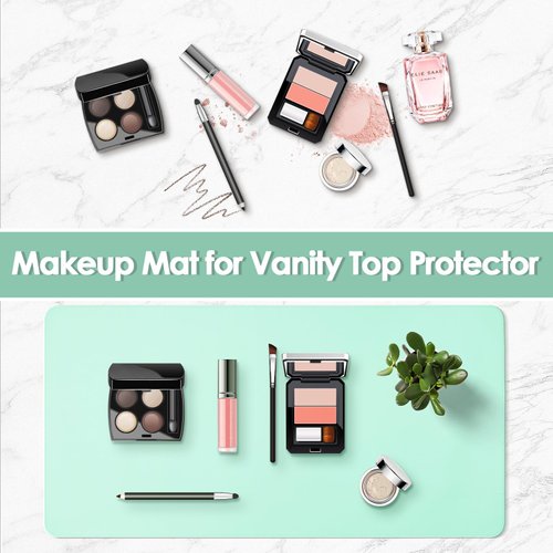 Makeup Mat for Vanity Top Protector,Dresser Protector Top Vanity Essentials,Craft Mats to Protect Table,Nail Art Table Mat,Vanity Desk Cover Pads, Dresser Cover Top Mats,31.5x15.7in (Pink & Silver)
