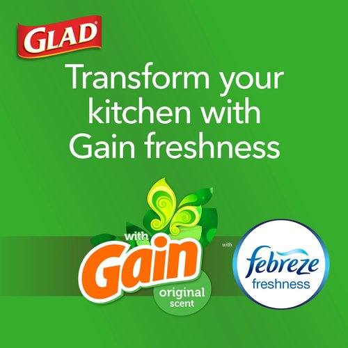 Glad OdorShield Small Trash Bags, Gain Original & Febreze, 4 Gal, 26 Count (Pack of 6) (Package May Vary)