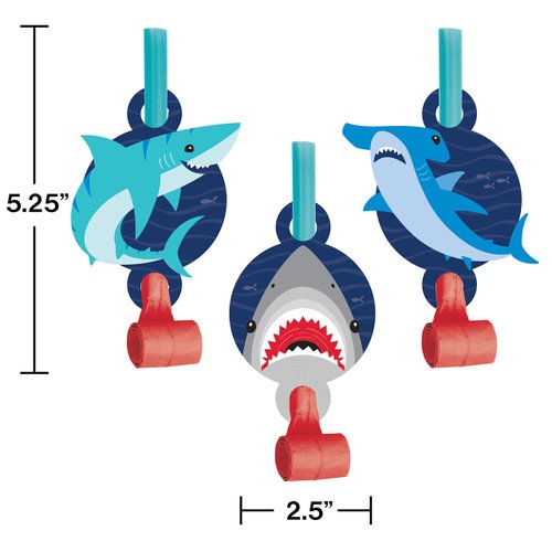 Shark Party Blowers, 8 ct
