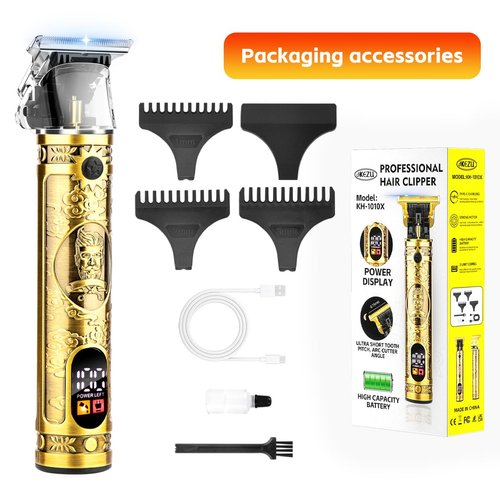 JOSHON Hair Clippers for Men, Professional Hair Trimmer Barber Cordless Zero Gapped Hair Clippers with LCD Display, Mens Beard Trimmer T Liners Shavers Edgers Clipper for Hair Cutting, Golden