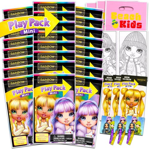 Rainbow High Mini Party Favors Set for Kids - Bundle with 24 Mini Rainbow High Play Packs with Coloring Pages, Stickers and More (Rainbow High Birthday Party Supplies)
