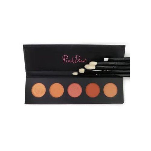 Pink Dust Fierce Palette & All About Eyes Brush Set - Eyeshadow Palette + 5 Pcs Eye Brushes Makeup Set - Highly Pigmented & Long Lasting Make Up Palette - Soft, Bright, and Burnt Orange Shadows