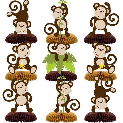 Monkey Honeycomb Table Centerpieces Jungle Party Decorations,Kids Jungle Safari Animal Themed Birthday Baby shower Party Supplies,Monkey Table Toppers Centerpieces Decor