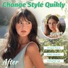 Clip In Bangs-Fake Bangs Hair Clip 100% Real Human Hair Extensions 3 Secure Clips in Full Fringe French Bangs for Women Curved Bangs for Daily Wear （Off Black）