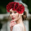 SOLUSTRE Christmas Flower Crown Headband Floral Wreath Red Crown Forest Woodland Wedding Headpiece Hair Wreath for Women Girl Gift Holiday (Red)