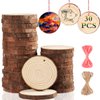 Artmag Natural Wood Slices 30pcs 2.4"-2.8" Unfinished DIY Crafts Predrilled with Hole Round Wooden Circles for Arts Rustic Wood Slices Christmas Ornaments Decor