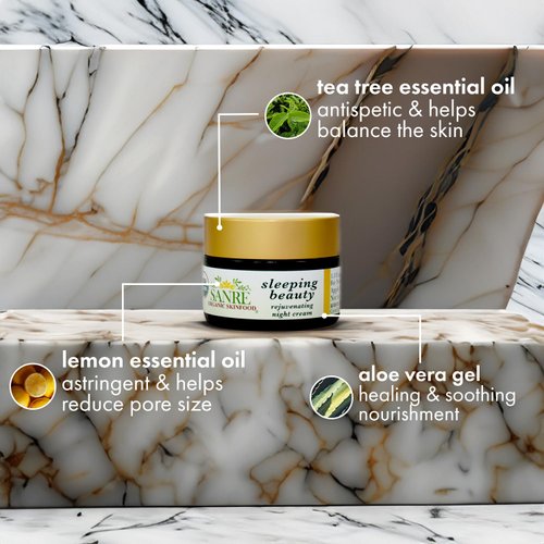 SanRe Organic Skinfood - Sleeping Beauty - 100% USDA Organic Balancing Night Cream For Normal/Oily to Combination Skin