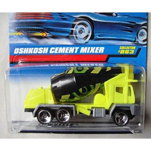 HOT WHEELS YELLOW/BLACK OSHKOSH CEMENT MIXER #863 3 SPOKE