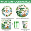 Suhelkit Dinosaur Two Rex Birthday Decorations Boy - Dinosaur Birthday Party Supplies, Paper Plate, Cup, Napkin, Fork, Dino Theme Dinosaur 2-Year-Old Birthday Party Decorations Tableware | 24 Guests