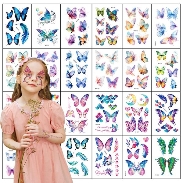 Qpout 24 Sheets Glitter Butterfly Temporary Tattoos for Eyes Face, Glitter Tattoos for Girls Women, Glitter Face Tattoos,Butterfly Temporary Tattoos Stickers, Fake Tattoos
