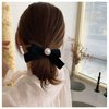 W WEILIRIAN Black Bow Hair Ties Pearl Bow Ponytail Holder Elastic Bow Hair Rope Tie Hair Bow Bands Rope Cloth Bow Ties Hair Accessories for Women and Girls