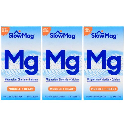 Slow Mag Magnesium Chloride and Calcium, 60 Tablets each (Value Pack of 3)