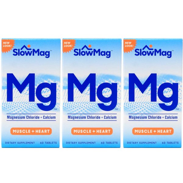 Slow Mag Magnesium Chloride and Calcium, 60 Tablets each (Value Pack of 3)
