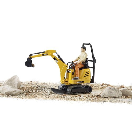 Bruder Toys - Construction Realistic JCB Micro Excavator 8010 CTS and Bworld Construction Man Action Figure (Figure Colors May Vary) - Ages 4+