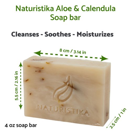 Aloe and Calendula Soap Bar (3 Pack), Vegan and All Natural Handcrafted with Organic Oils. Face and Body Soap. For Men, Women and Teens. Unscented with Shea Butter.
