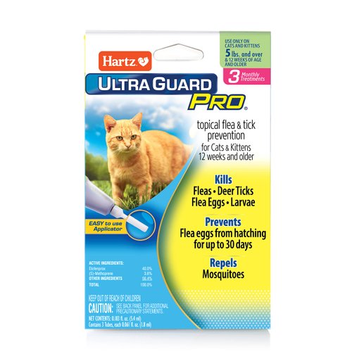 Hartz UltraGuard Pro Topical Flea & Tick Prevention for Cats and Kittens - 3 Monthly Treatments