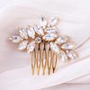 PTORIZNY Wedding Rhinestone Hair Comb Crystal Bride Hair Combs Silver Bridal Side Hair Combs Wedding Bride Hairpiece Hair Accessories for Women (Gold)