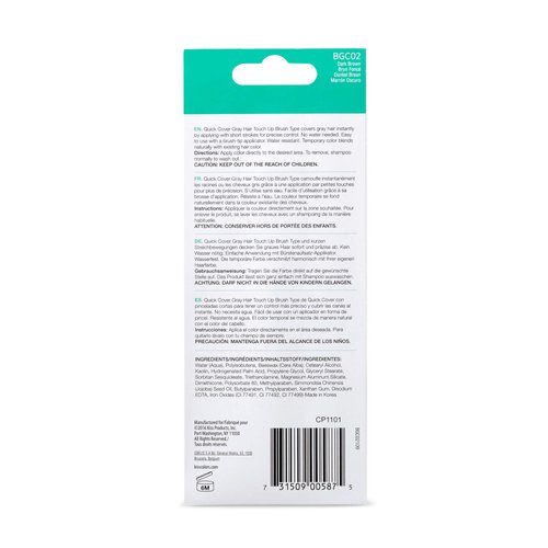 RED by Kiss Quick Cover Root Touch Up Rescue, Mascara Natural Water-Resistant Temporary Gray Concealer Cover Up Brush for Hair Mustache & Beard (Dark Brown)