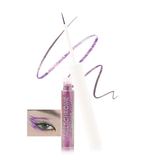 Multichrome Liquid Eyeliner, Metallic Glitter Colored Eye Liner, Waterproof Smudge-Proof Long Wear, Ultra-Fine Tip, High Pigmented Diamond Shimmer Eyeliner Eyeshadow Makeup for Women-B4# Purple Gold