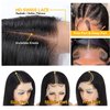 Bob Wigs Human Hair 13x4 Hd Lace Front Wigs Human Hair Pre Plucked 180 Density Short Bob Wig Lace Frontal Wig Glueless Wig Brazilian Virgin Human Hair for Women with Baby Hair Natural Black 14 Inch