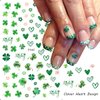 8PCS St. Patrick's Day Nail Art Stickers -Green Four-leaf Clover Leaf Nail Decals 3D Self Adhesive Luck of Irish Clover Nail Supplies Spring Summer Shamrock Design for St. Patrick's Day DIY Nail Decor