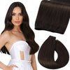 Fshine Real Human Hair Sew in Hair Genius Weft for Women Darkest Brown 20 Inch 60g Remy Human Hair Extensions Human Hair Bundle Natural Straight Long Hair Weave One Piece Hair Genius Weft